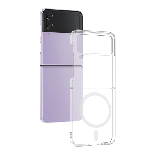 Galaxy Z Flip 4 Kamera Korumalı M-Safe Şarj Özellikli Şeffaf Zore London Sert PC Kapak