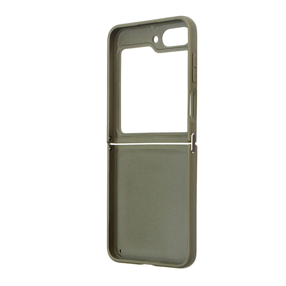 Galaxy Z Flip 5 Case Guess Original Licensed Text Logo Glitter Flakes Cover Khaki