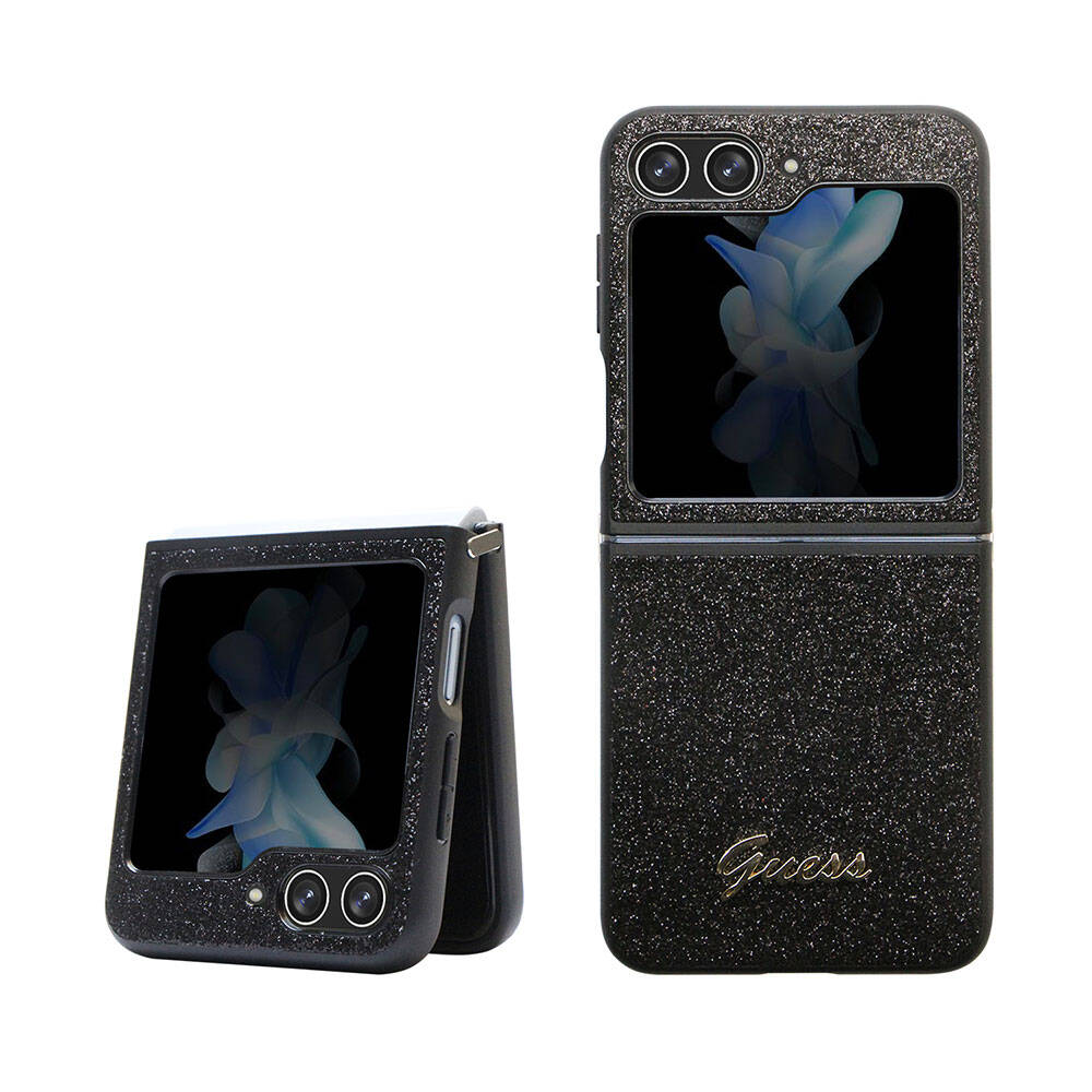 Galaxy Z Flip 5 Kılıf Guess Orjinal Lisanslı Yazı Logolu Glitter Script Kapak Gold