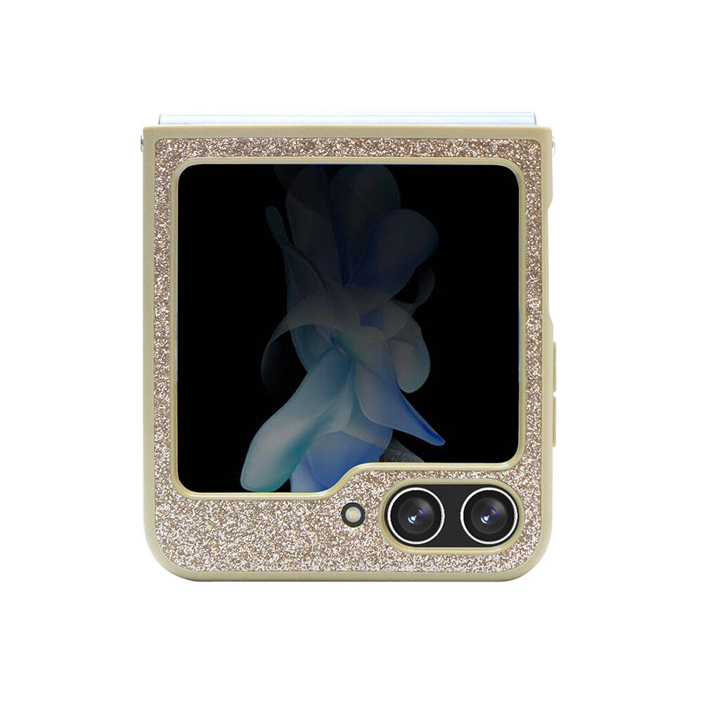 Galaxy Z Flip 5 Kılıf Guess Orjinal Lisanslı Yazı Logolu Glitter Script Kapak Gold