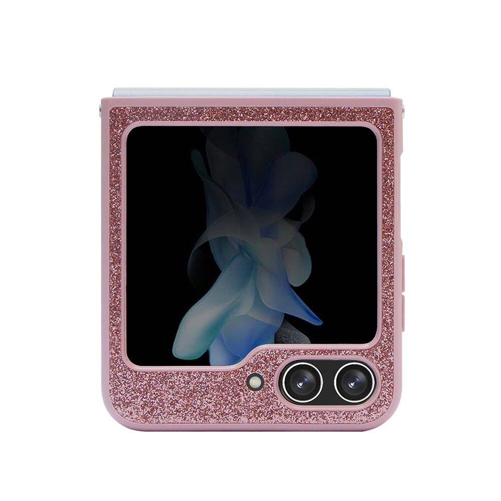 Galaxy Z Flip 5 Case Guess Original Licensed Glitter Script Cover with Logo Pink