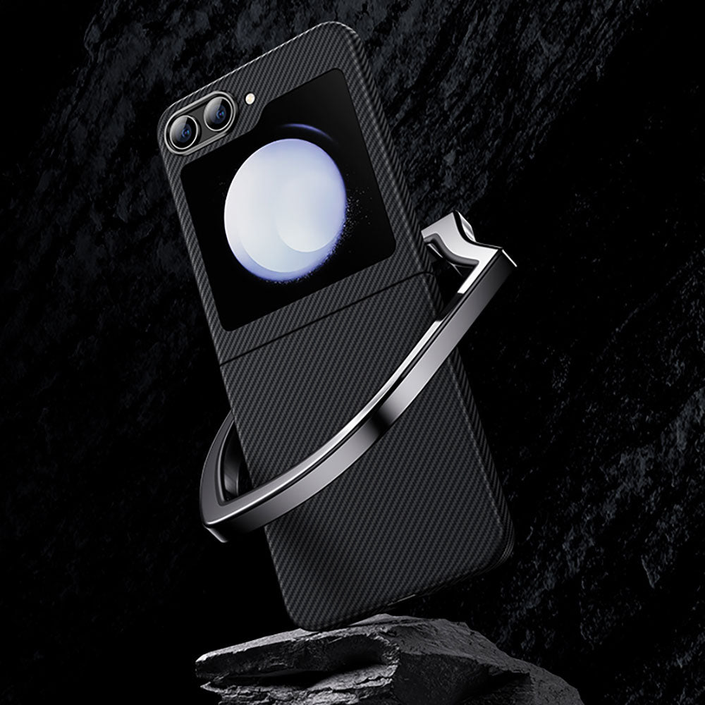 Galaxy Z Flip 5 Carbon Fiber Case Benks Essential ArmorAir 600D Kevlar Cover Black