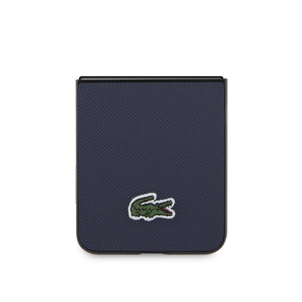 Galaxy Z Flip 5 Kılıf Lacoste Orjinal Lisanslı PU Pike Desenli Arka Yüzey İkonik Timsah Dokuma Logolu Kapak Yeşil