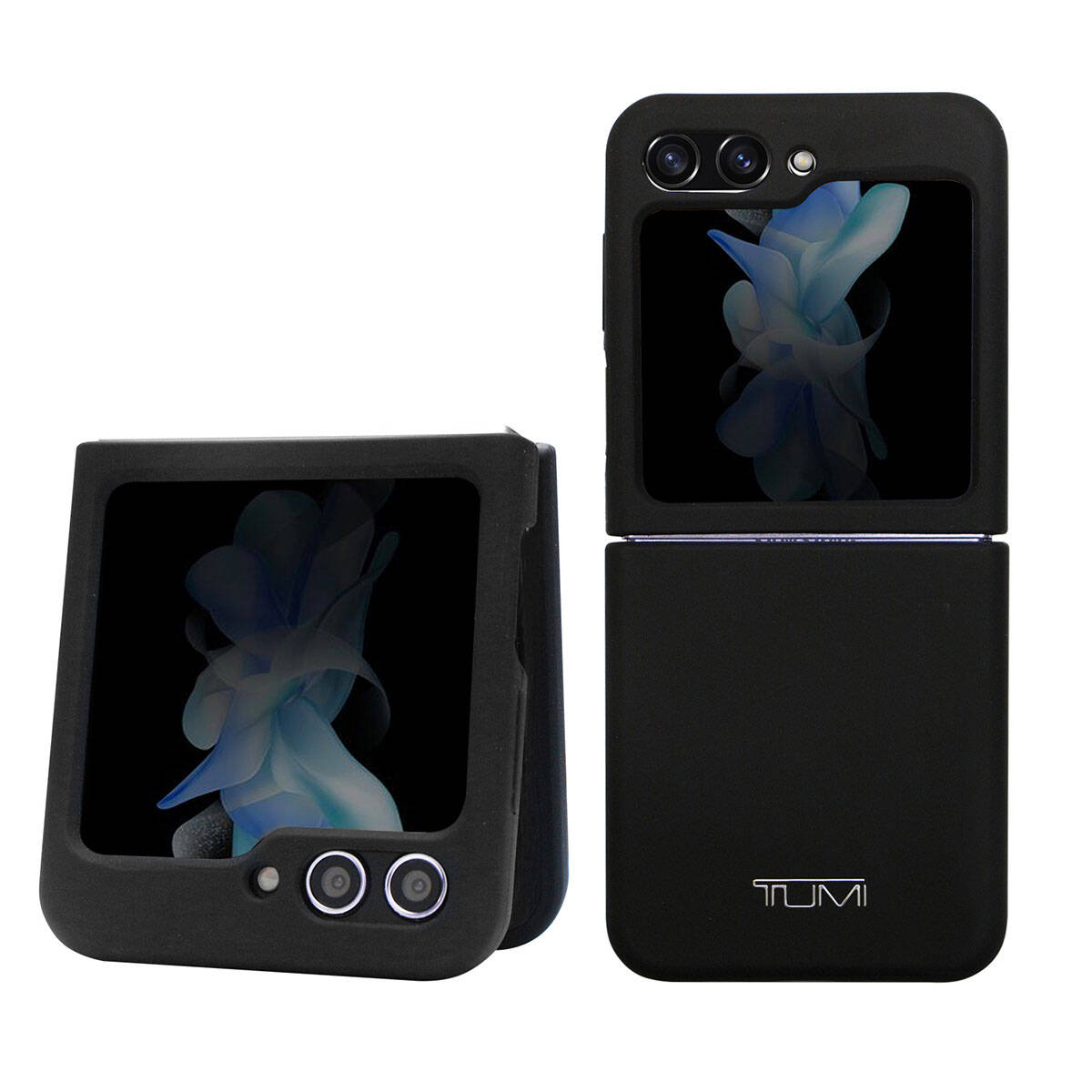 Galaxy Z Flip 5 Case TUMI Liquid Silicone Metal Logo Design Original Licensed Cover Black