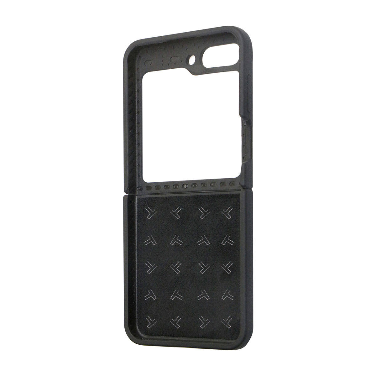 Galaxy Z Flip 5 Case TUMI Liquid Silicone Metal Logo Design Original Licensed Cover Black
