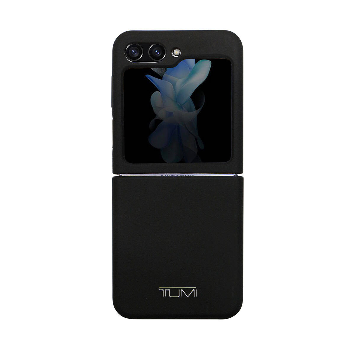 Galaxy Z Flip 5 Case TUMI Liquid Silicone Metal Logo Design Original Licensed Cover Black