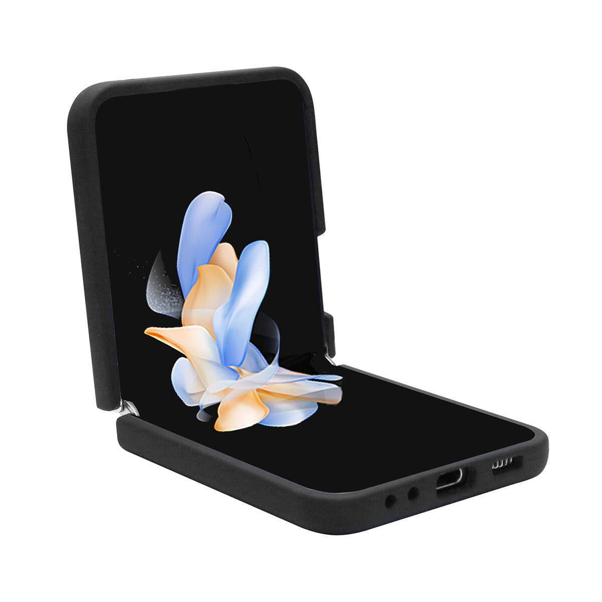 Galaxy Z Flip 5 Case TUMI Liquid Silicone Metal Logo Design Original Licensed Cover Black