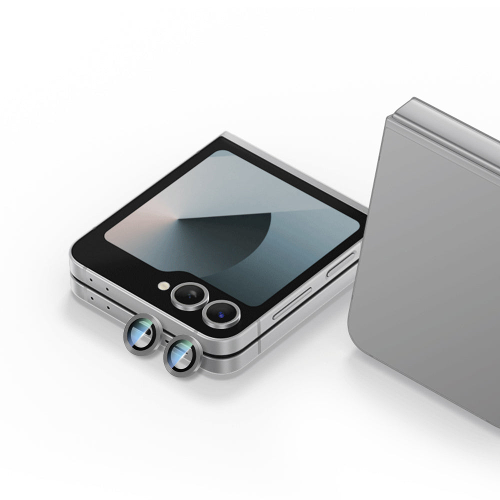 Galaxy Z Flip 6 CaseWorld Alloy Serisi Oleofobik Anti Reflective Kamera Lens Koruyucu Gümüş