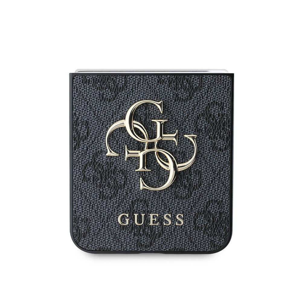 Galaxy Z Flip 6 Kılıf Guess Orjinal Lisanslı Leather Metal Logo Kapak Kahverengi