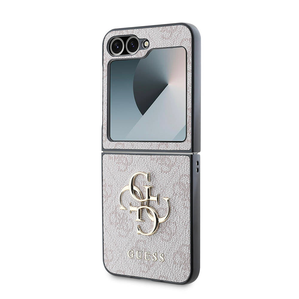 Galaxy Z Flip 6 Kılıf Guess Orjinal Lisanslı Leather Metal Logo Kapak Kahverengi