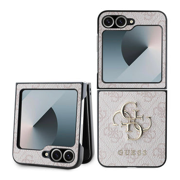 Galaxy Z Flip 6 Kılıf Guess Orjinal Lisanslı Leather Metal Logo Kapak Siyah