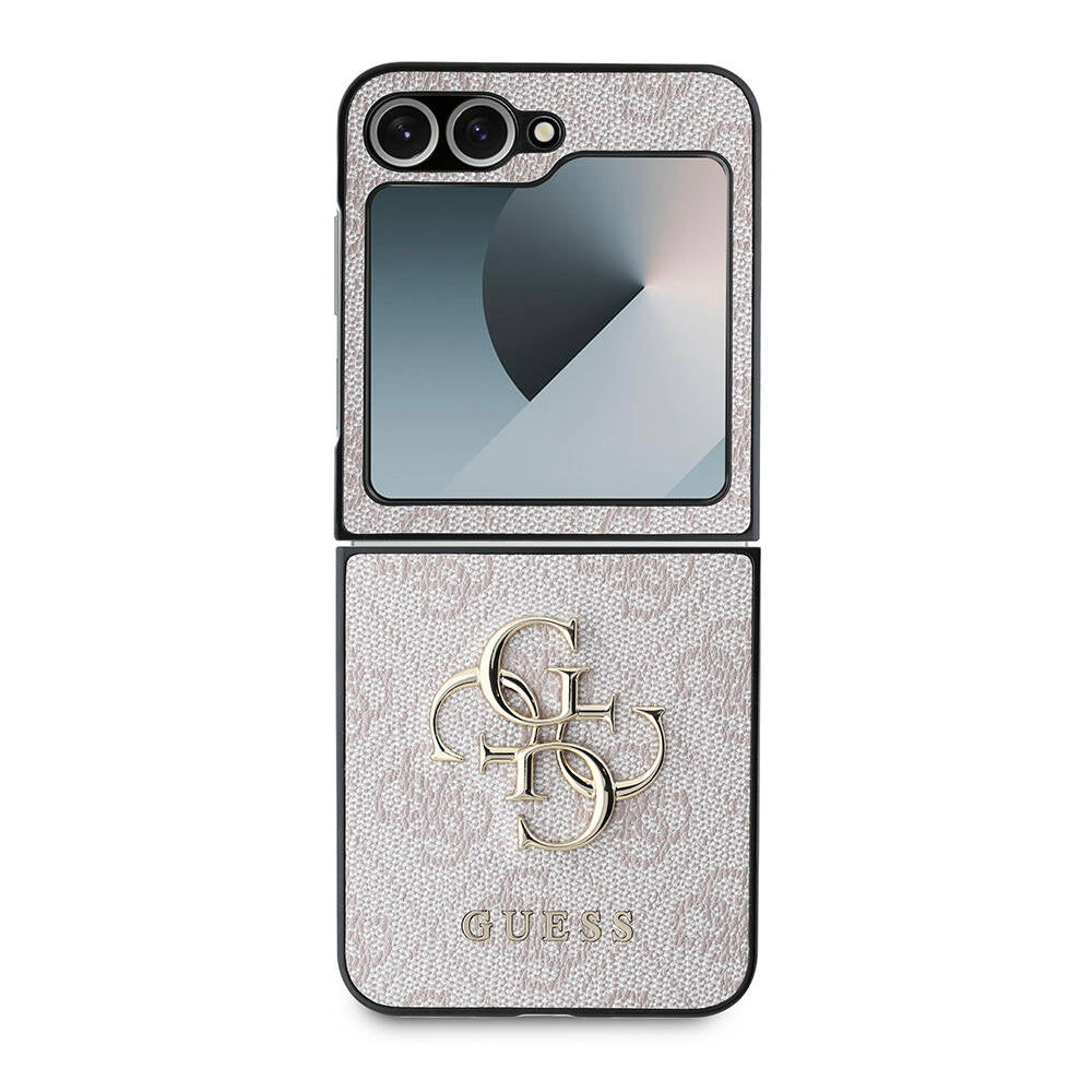 Galaxy Z Flip 6 Kılıf Guess Orjinal Lisanslı Leather Metal Logo Kapak Pembe