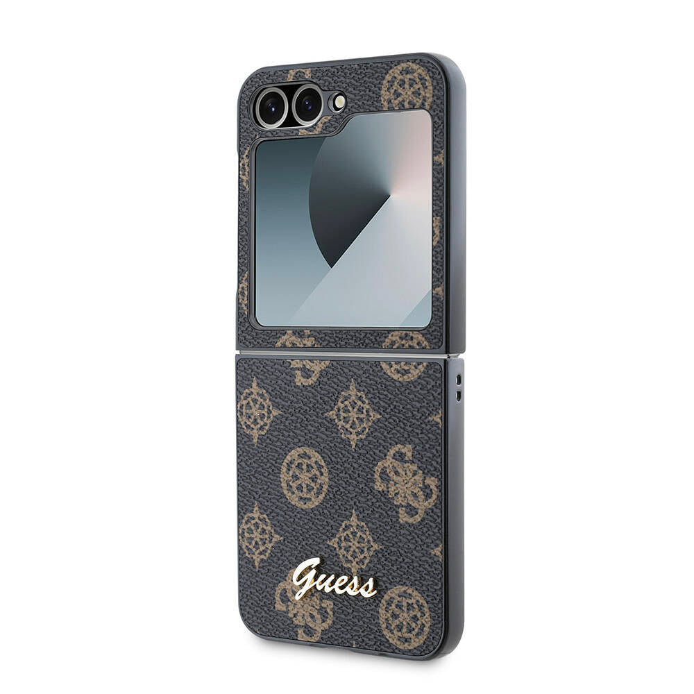 Galaxy Z Flip 6 Kılıf Guess Orjinal Lisanslı Peony Script Kapak Siyah