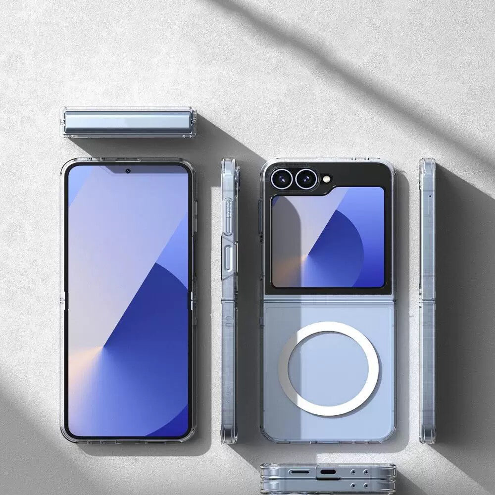 Galaxy Z Flip 6 Case Camera Protection M-safe Hard PC Zore Porto Cover Transparent
