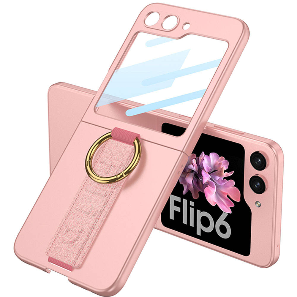 Galaxy Z Flip 6 Case Camera Protection Ring Zore Flip Ring Case Cover Black