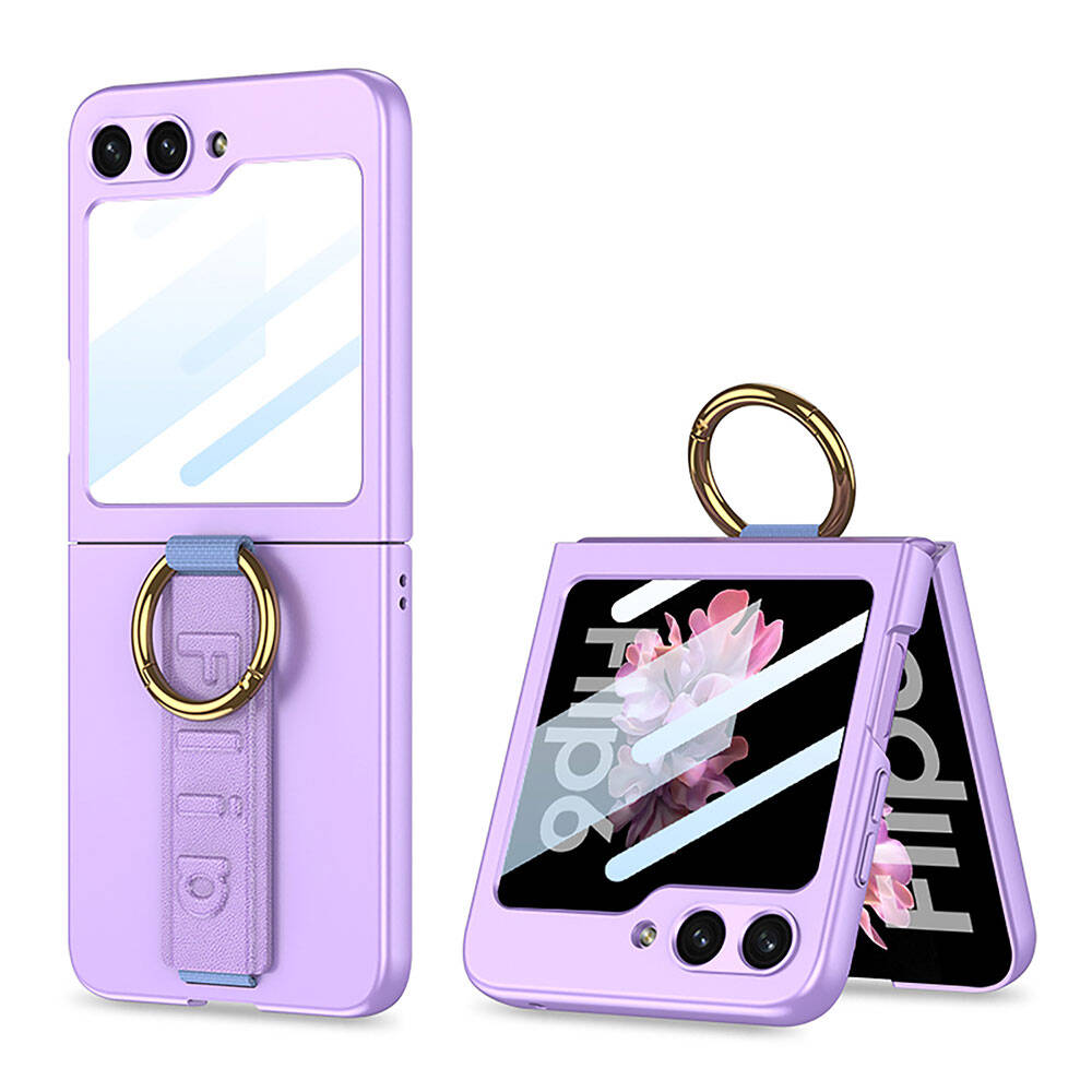 Galaxy Z Flip 6 Case Camera Protection Ring Zore Flip Ring Case Purple