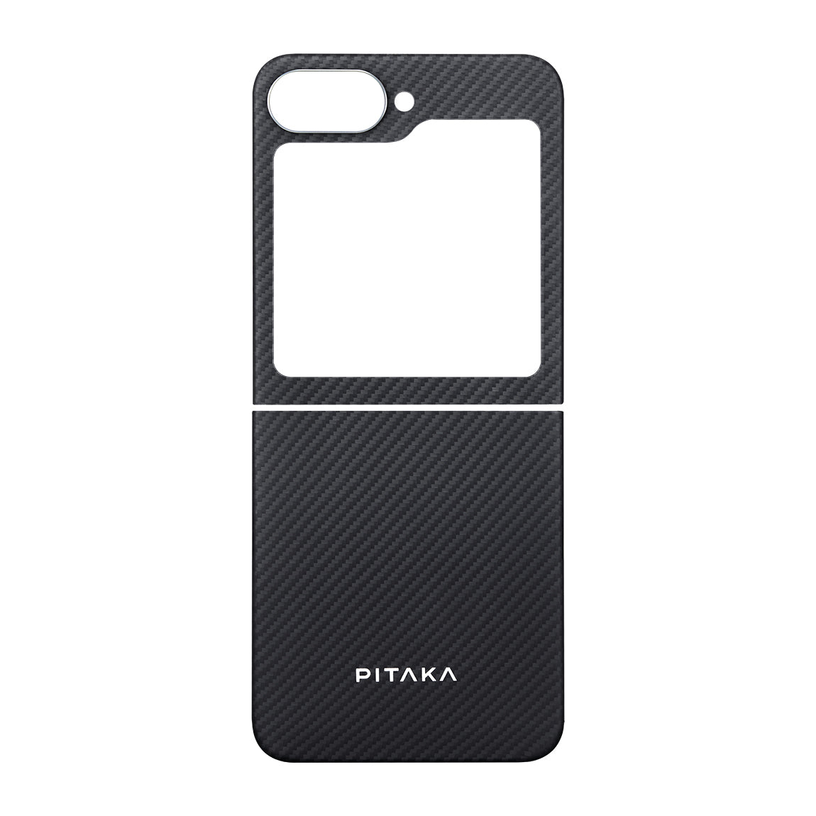 Galaxy Z Flip 6 Case with M-safe Charging Feature 600D Aramid Fiber Pitaka Ultra-Slim Classic Series Black-Grey Twill Cover Black-Grey