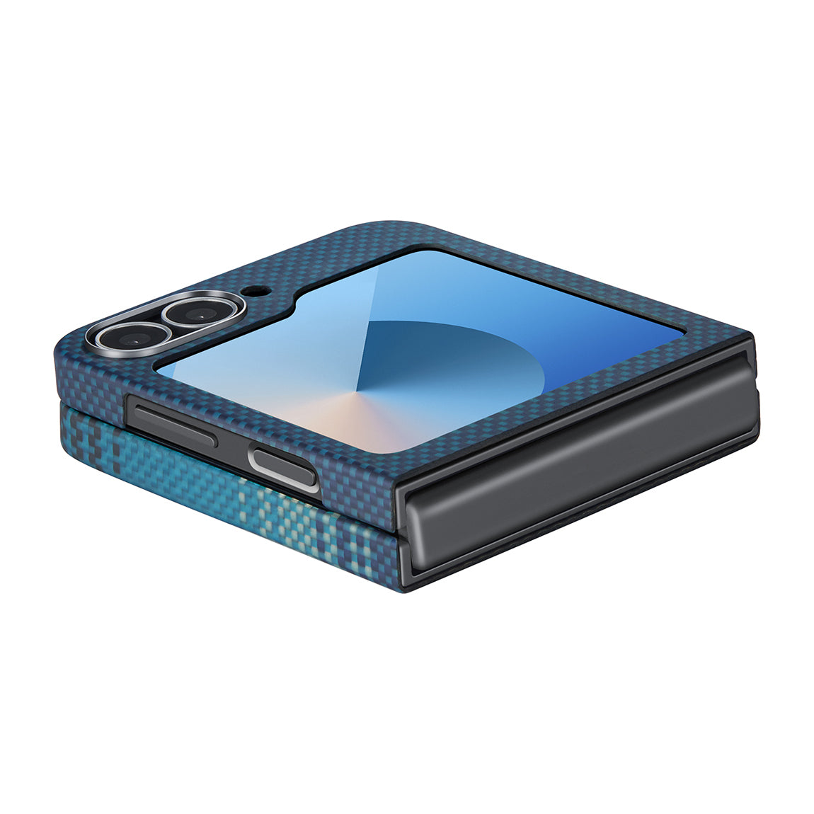Galaxy Z Flip 6 Case M-safe Charging Feature Aramid Fiber Pitaka Tactile Woven Sunset-Moonrise Series Moonrise Cover Blue