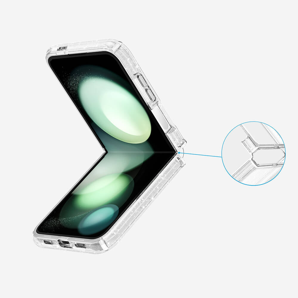 Galaxy Z Flip 6 Case M-safe Charging Feature Shining Glitter Transparent Colorful Zore Allstar Cover Transparent