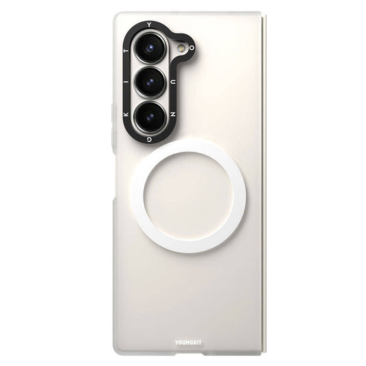 Galaxy Z Fold 6 Kılıf M-safe Şarj Özellikli Youngkit Hidden Sand Serisi Kapak Beyaz