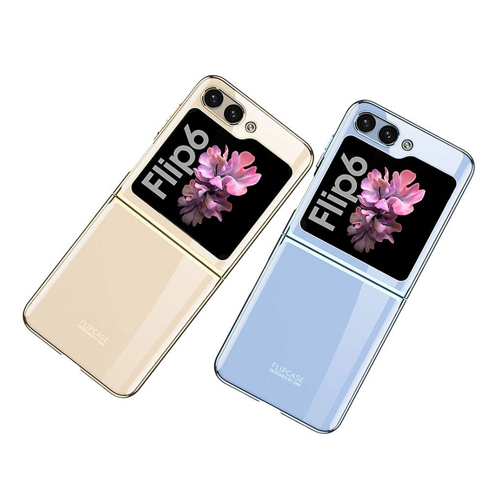 Galaxy Z Flip 6 Case Zore Full Glass Case Cover Gold