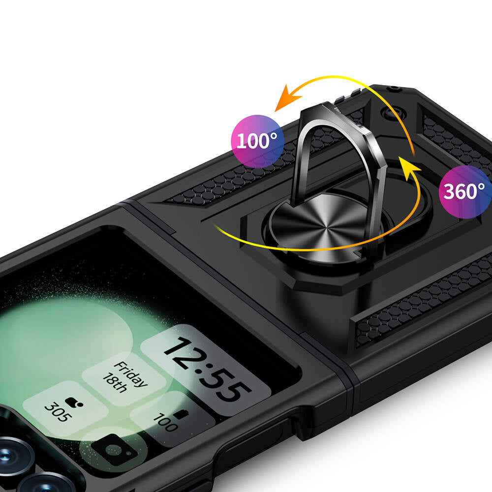 Galaxy Z Flip 6 Case Zore Vega Cover Black