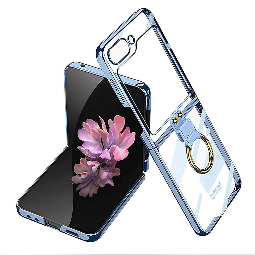 Galaxy Z Flip 6 Case Zore Ring Case Cover Blue