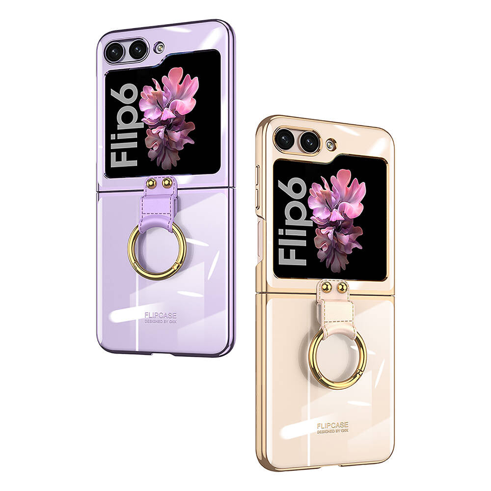 Galaxy Z Flip 6 Case Zore Ring Case Cover Dark Green