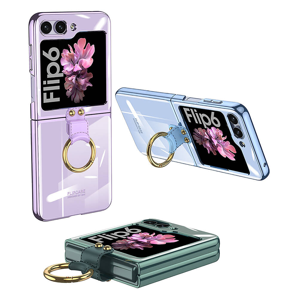 Galaxy Z Flip 6 Case Zore Ring Case Cover Black