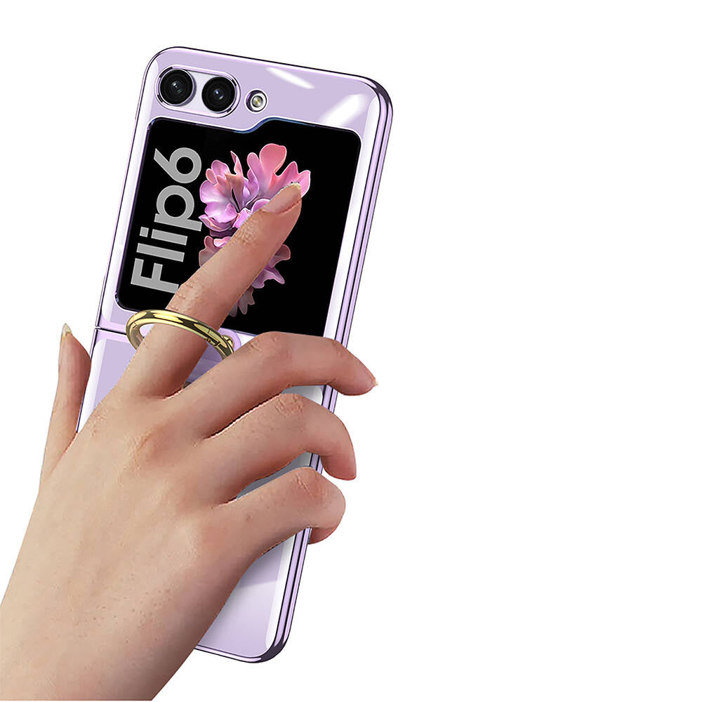 Galaxy Z Flip 6 Case Zore Ring Case Transparent Cover