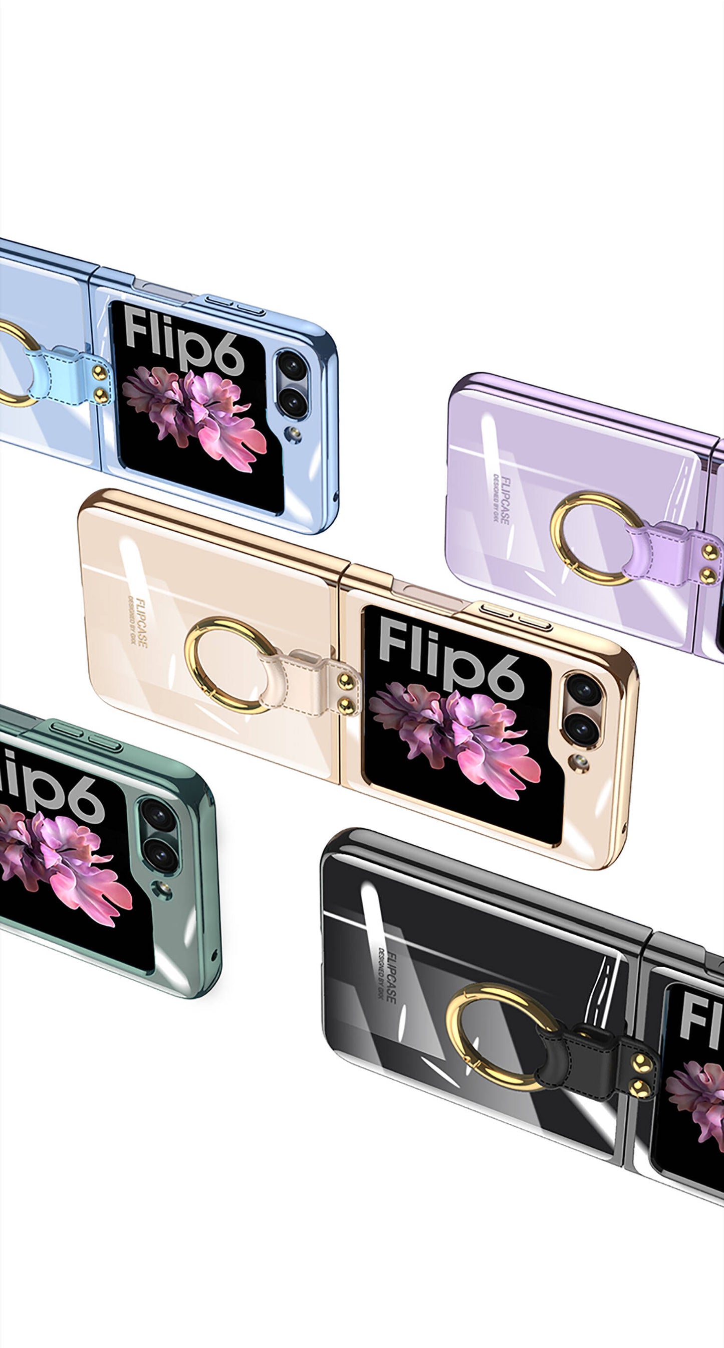 Galaxy Z Flip 6 Case Zore Ring Case Cover Black