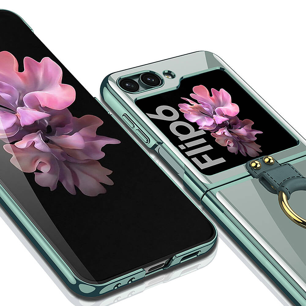Galaxy Z Flip 6 Case Zore Ring Case Cover Dark Green