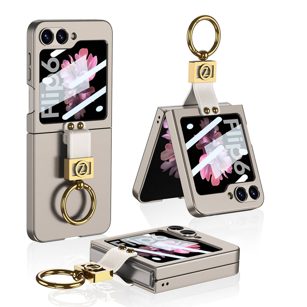 Galaxy Z Flip 6 Case Zore Z Letter Ring Case Cover Titanium-Gray
