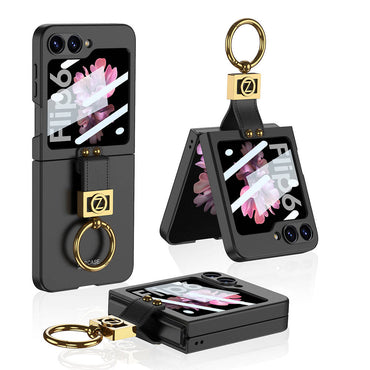 Galaxy Z Flip 6 Case Zore Z Letter Ring Case Cover Black