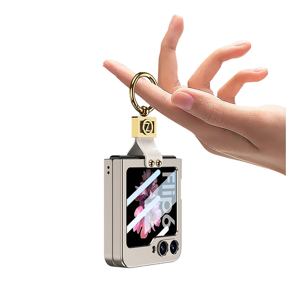 Galaxy Z Flip 6 Case Zore Z Letter Ring Case Cover Black