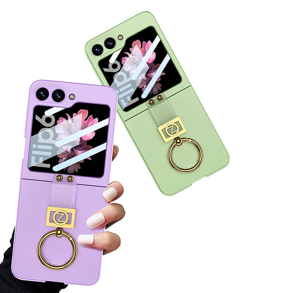Galaxy Z Flip 6 Case Zore Z Letter Ring Case Cover Black