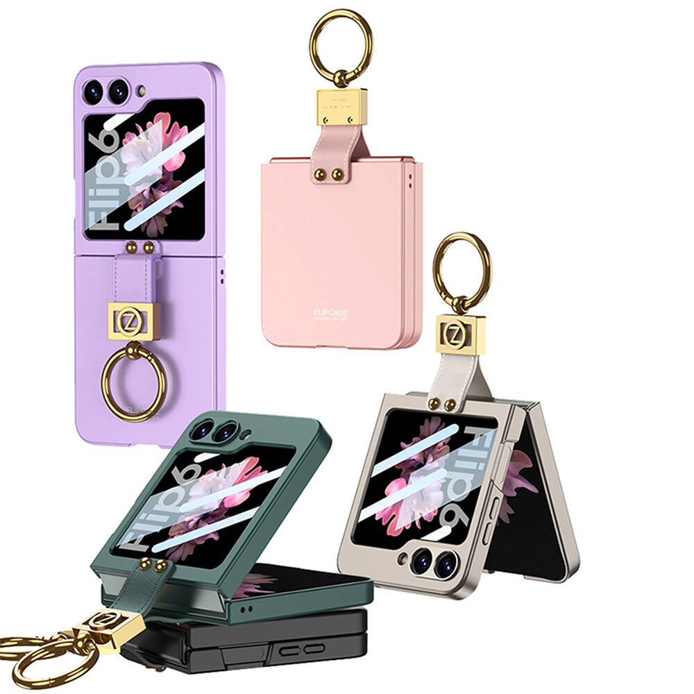 Galaxy Z Flip 6 Case Zore Z Letter Ring Case Cover Black