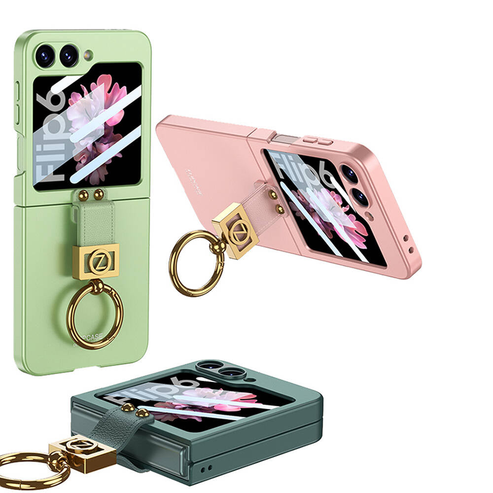 Galaxy Z Flip 6 Case Zore Z Letter Ring Case Cover Black