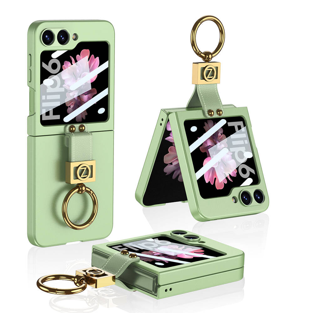 Galaxy Z Flip 6 Case Zore Z Letter Ring Case Cover Black