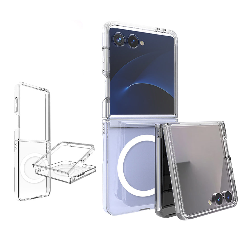 Galaxy Z Flip 7 Case Camera Protection M-safe Hard PC Zore Porto Cover Transparent