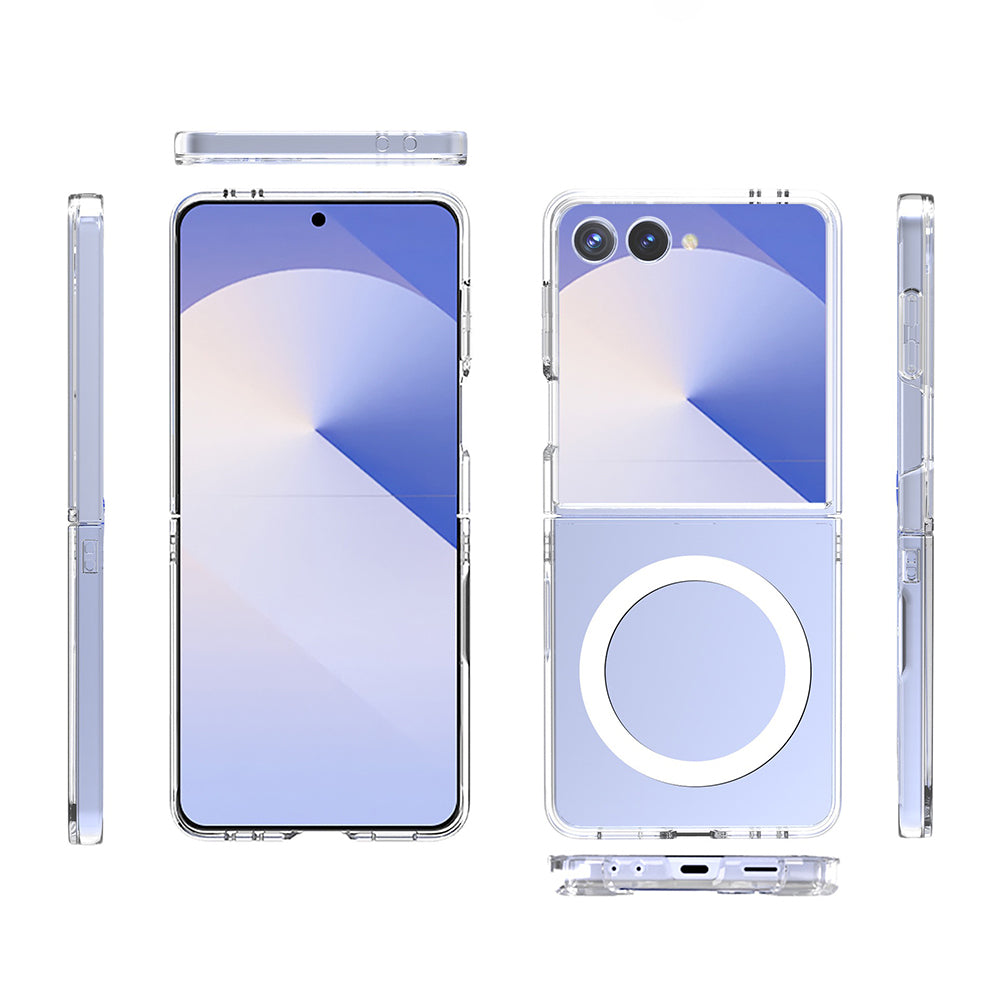 Galaxy Z Flip 7 Case Camera Protection M-safe Hard PC Zore Porto Cover Transparent