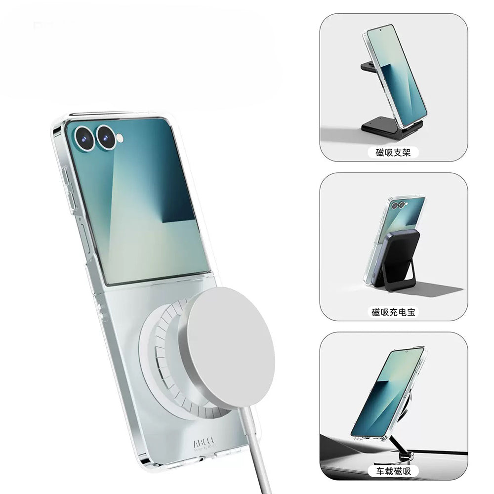 Galaxy Z Flip 7 Case Camera Protection M-safe Hard PC Zore Porto Cover Transparent