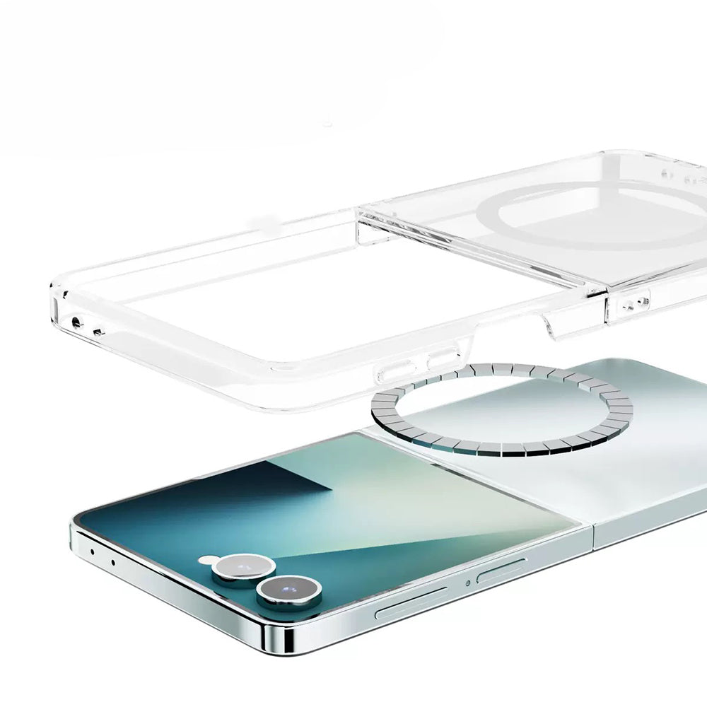 Galaxy Z Flip 7 Case Camera Protection M-safe Hard PC Zore Porto Cover Transparent