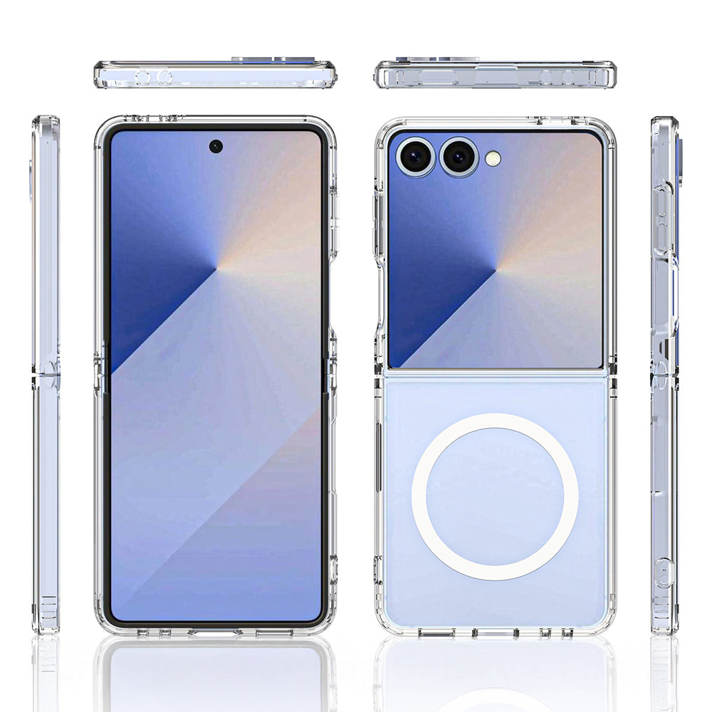 Galaxy Z Flip 7 Case Camera Protection M-safe Hard PC Zore Porto Cover Transparent