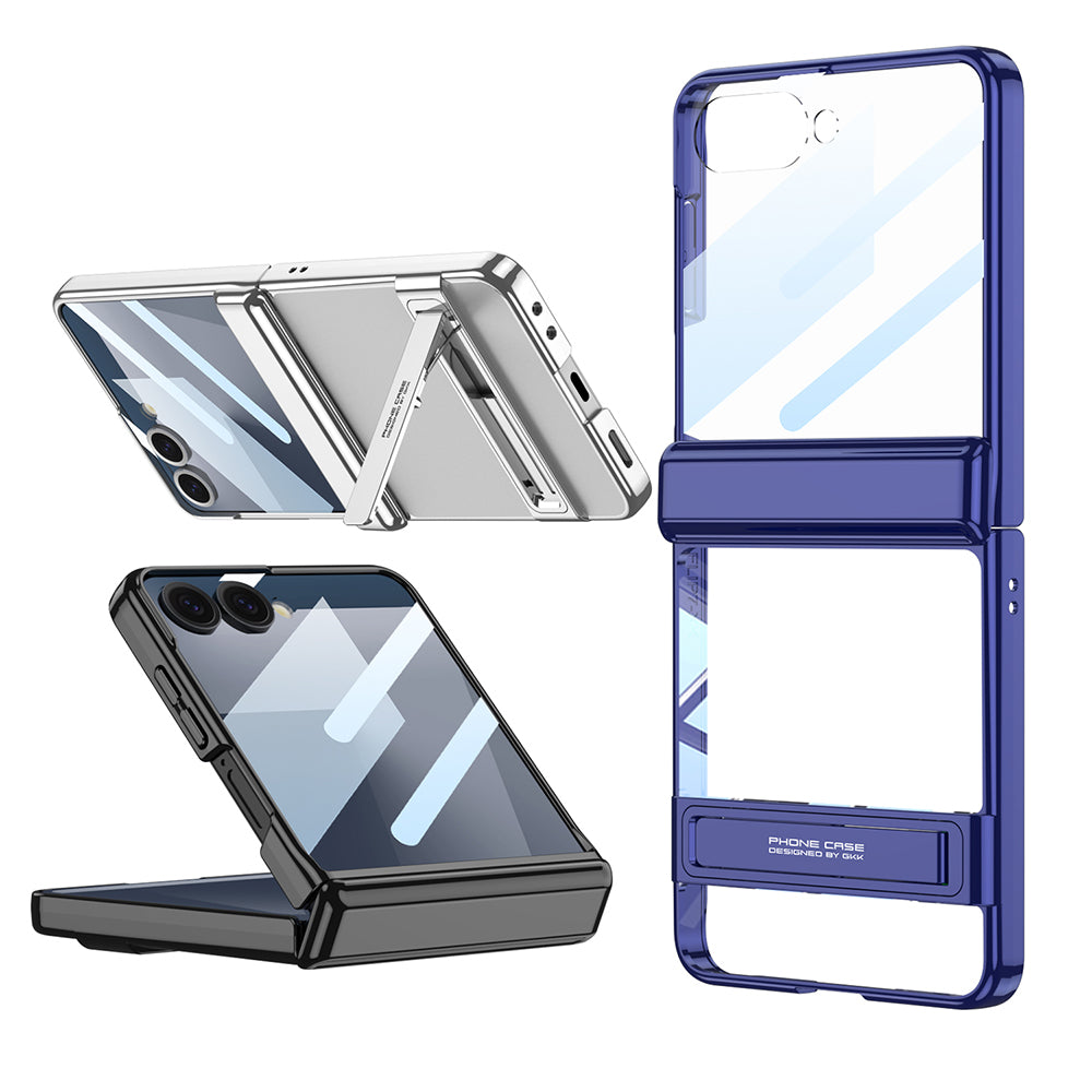 Galaxy Z Flip 7 Case Camera Protection Transparent Design Zore Lego Stand Cover Black