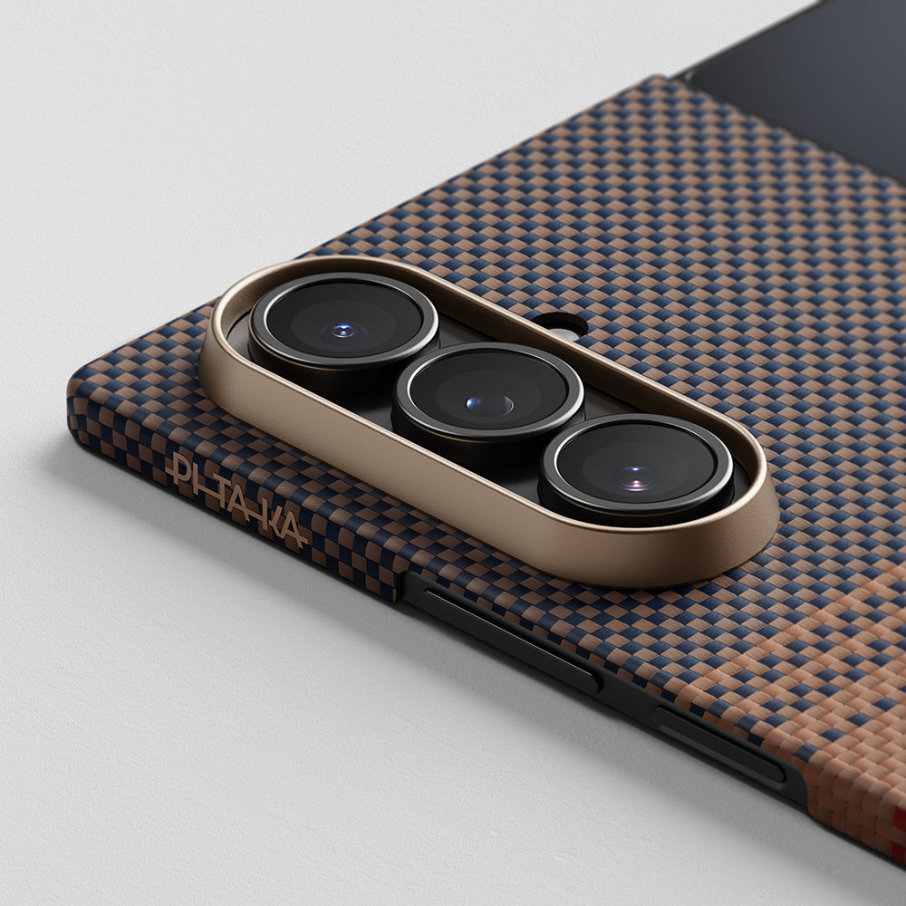 Galaxy Z Flip 7 Case M-safe Charging Feature Aramid Fiber Pitaka Tactile Woven Sunset-Moonrise Series Cover Brown
