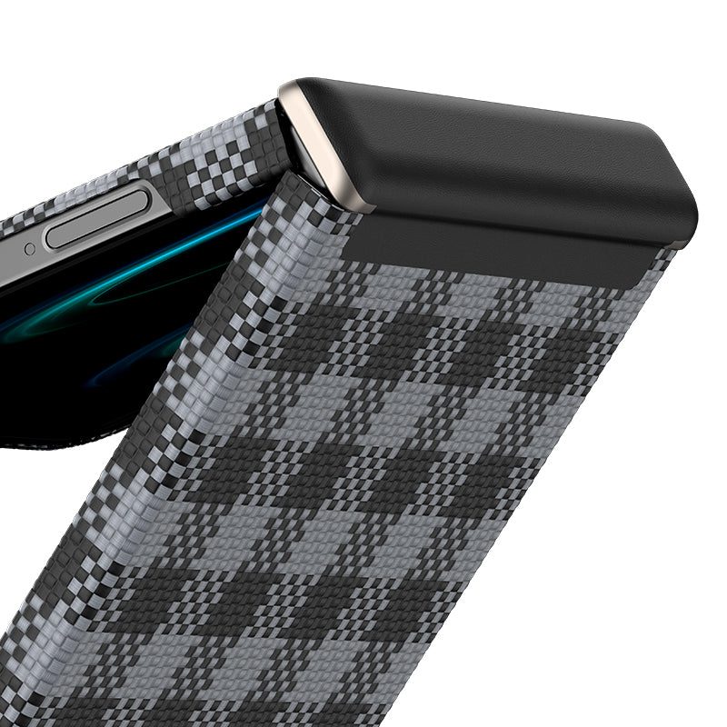 Galaxy Z Flip 7 Case M-safe Charging Feature Plaid Design Benks ArmorAir ArmorVichy Kevlar Cover Black