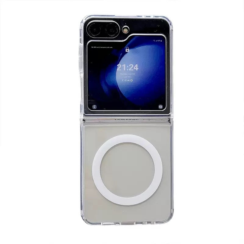 Galaxy Z Flip 7 Case M-safe Charging Transparent Hard PC Zore Embos Cover Transparent