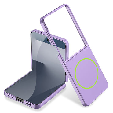 Galaxy Z Flip 7 Kılıf Wireless Şarj Özellikli Zore Kıpta M-safe Kapak Titanyum