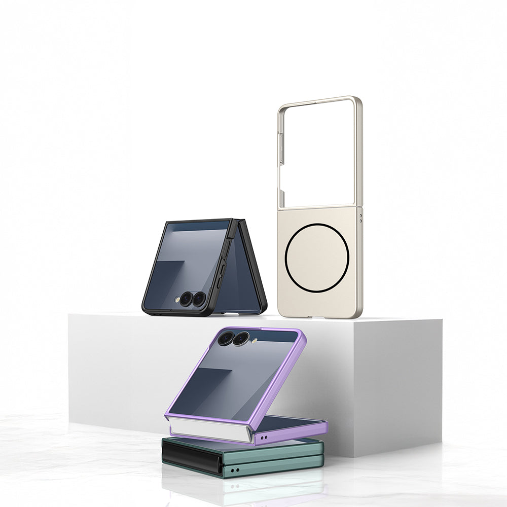 Galaxy Z Flip 7 Case Wireless Charging Zore Kıpta M-safe Cover Silver